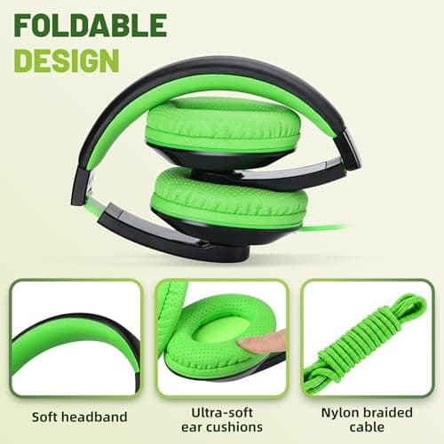 Rockpapa Comfort Foldable Kids Headphones Wired for School/Travel — view 2