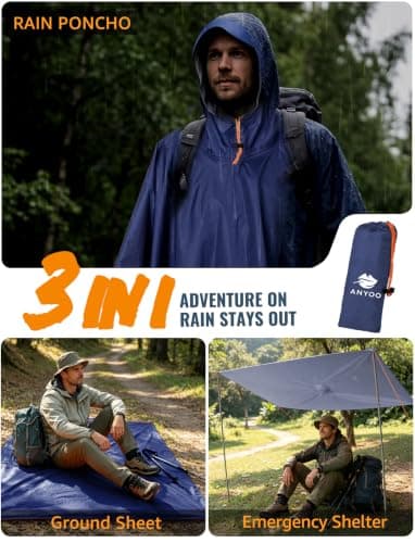 ANYOO Waterproof Rain Poncho Lightweight Reusable Adult Unisex Multi-use — view 6
