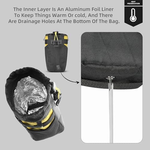 Rhinowalk Bike Water Bottle Bag with Quick Release, Insulated & Waterproof, 3-Point Mounting, Drain Hole, Side Mesh Pockets – Durable Nylon for MTB, Road, and Gravel Bikes（Black） — view 5