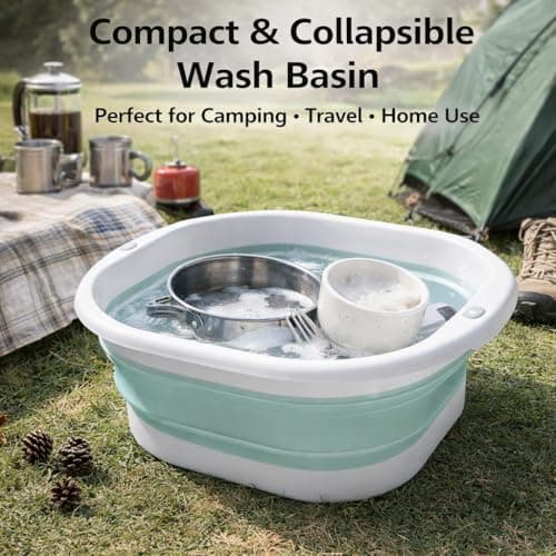 Lafefe Thickened Collapsible Washing Up Bowl, Portable Folding Wash Basin with Handles, Space Saving Camping Sink Multipurpose for Camping, Caravan, Kitchen & Travel(Blue, 5L) — view 5
