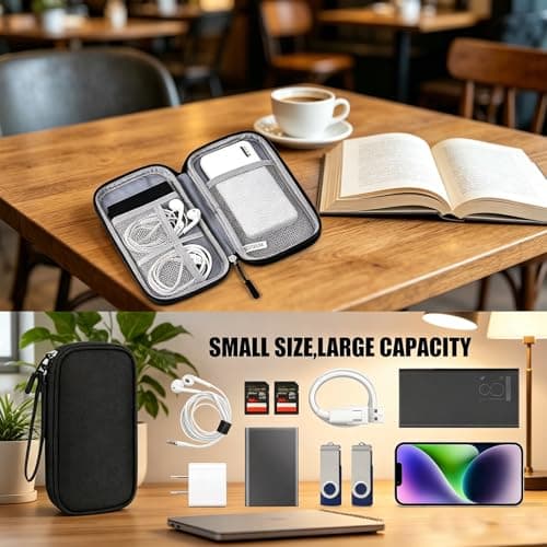 BOFYTR Small Pouch, Travel Essentials Tech Organizer, Compact Electronics Storage Bag with Multiple Compartments, Black Single-Layer Design for Daily Commute and Business Trips — view 4