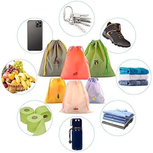 FORYNXHWIN 6-Piece Drawstring Bags - Waterproof Travel & Storage Organizers with 3 Sizes & 6 Patterns, Laundry Bags for Clothes, Shoes, Swim Gear, and Toys, Foldable & Portable Nylon Drawstring Bags — view 3