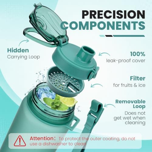 AOPREL Leakproof Water Bottle 1L/650ML with Time Marker, BPA-Free Tritan — view 2