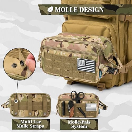 PAVILIA Tactical Toiletry Bag for Men, Water Resistant Molle Military Dopp, Camo, L, Military — view 5