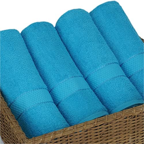 Casabella Pack of 2 Large Jumbo Bath Sheets 100% Egyptian Combed Cotton Big Beautiful Towels (2 Bath Sheet, Teal) — view 3