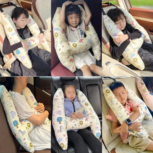 Kids Adults Car Travel Pillow Car Seat Head Support Neck Pillow Soft Head Body Car Seat Belt Pillow Cushion Safety Strap Cover Headrest Aircraft Car Travel Sleeping Pillow For Car Seat Airplane Train — view 4