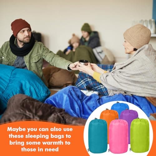 Macarrie 6 Pack Camping Sleeping Bags Bulk for Adults, 4 Season Cold Weather Sleeping Bag with Compression Sack Lightweight Waterproof Essential Gear for Backpacking Hiking Travel(Bright Colors) — view 2