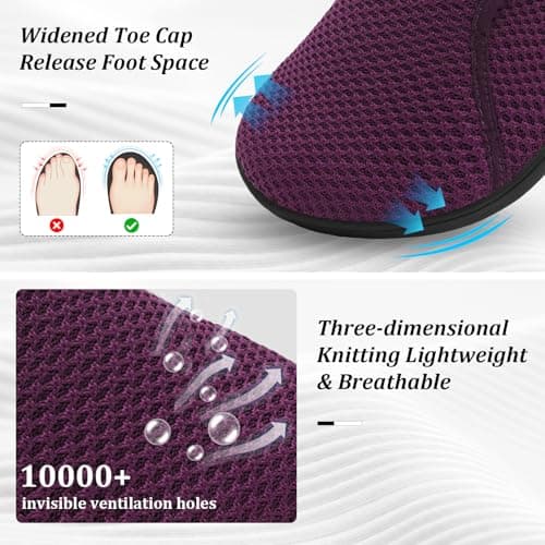JOINFREE Womens Barefoot Walking Shoes Wide Fit Casual Trainers Purple — view 3