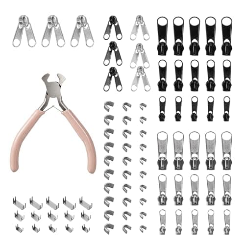 IONEKIUK 85Pcs Zip Repair Kit, Universal Zipper Repair Kit with Pliers