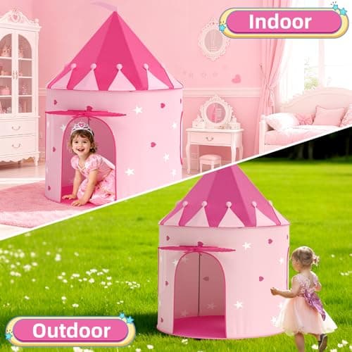 KORIMEFA Kids Play Tent for Age 1-8, Pink, 105x105x135cm — view 2