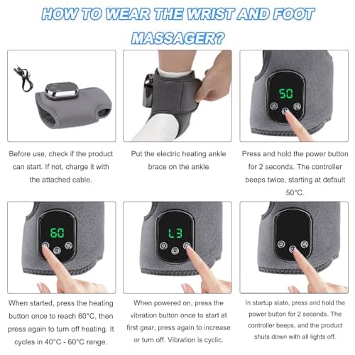 Cordless Ankle Massager for Pain - 3 in 1 Foot Massager with Heat, Electric Foot Massagers for Relaxation, Wireless Foot Massagers with 3 Vibration and 5 Heat Levels, Heater Relief for Plantar(1pcs) — view 4
