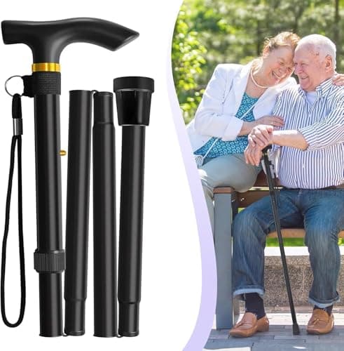 Walking Stick, Portable Collapsible Walking Stick and Mobility Aid Handy, Easily Adjustable Folding Travel Walking Cane for Women, Men & Disabled Flexible and Durable, 33-37 inches (Black) — view 5