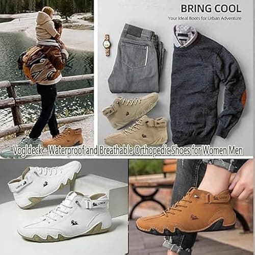 Waterproof Shoes Waterproof Breathable Walking Shoes Suede High Boots Non-Slip Breathable Casual Sneakers for Walking Hiking Camping & Driving Mountain Outdoor Leisure Sneakers Grey — view 6