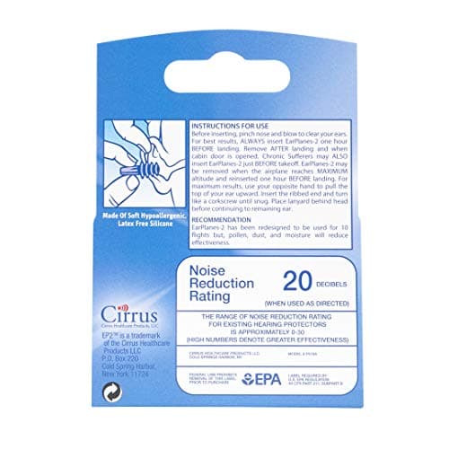 EarPlanes EP2 Ultra-Reusable Earplugs, Airplane Pressure Prevention Earplugs for Adults (1 Pairs) — view 2