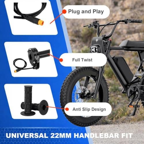 Full Twist Throttle Grip 12-72V, 3 Pin Surron Style Ebike Throttle | Carbon Fiber Pattern, WP Plug Throttles with Adapter, for Lectric XP4 Macfox X1 HappyRun Surron — view 3