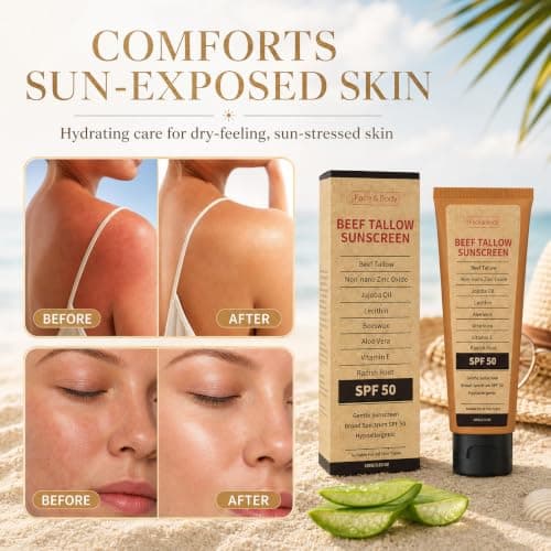 Beef Tallow Sunscreen SPF 50, Natural Sunscreen for Face & Body, 100 g — view 6