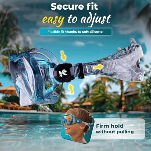 KIDVERSE Kids snorkel mask age 5 to 15 - Snorkel mask kids - Diving goggles with fabric or silicone strap - Snorkelmask set — view 3