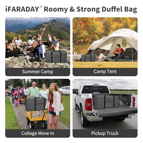 ZZY 110L Extra Large Duffle Bag Lightweight Oversized Foldable Holdall Storage Bag for Travel, Outdoor, Camping, Sport Grey — view 6