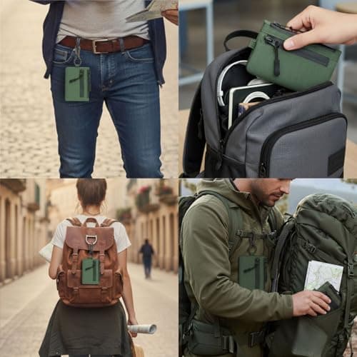 Trowik Zip Pouch Mens Wallets Cash and Card Zip Wallet Weatherproof Fabrics, YKK Zipper, EDC Pouch for Men with Carabiner for Outdoor Travel (Olive Green) — view 4