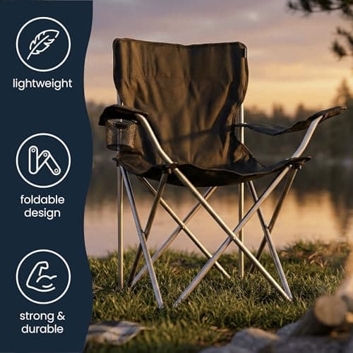 I LOVE FANCY DRESS Black Camping Chair – Lightweight Foldable Outdoor Chair with Cups Holder & Carry Bag – Single & Multipacks for Festivals, Camping, Fishing & Garden Use — view 4