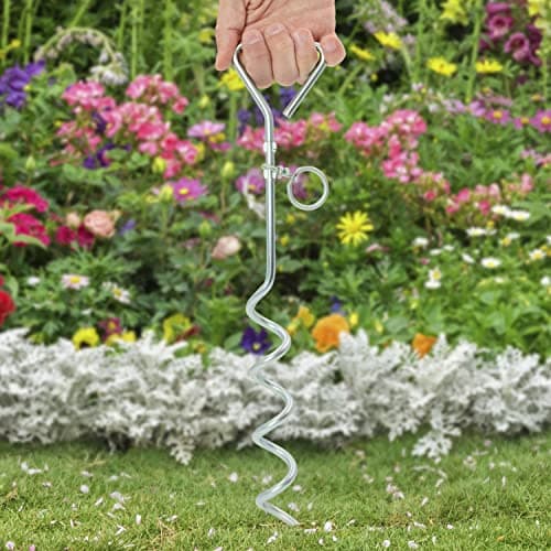 Milestone Camping 31690 Outdoor Corkscrew Tie Out Stake / Keyring Attachment / Tether Pets and Tents / Ideal for Camping, Hiking, Fishing and More — view 2