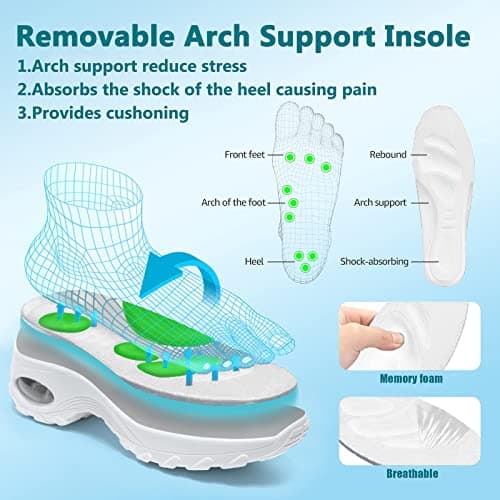 Womens Walking Shoes Slip On Trainers Arch Support Shoes Lightweight Running Shoes for Plantar Fasciitis Orthopedic Comfy Nurse Shoes White UK 6.5 — view 4