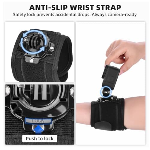 BRDRC Accessories Kit for GoPro, Head Chest Mount Strap Harness Backpack Clip Holder Wrist Strap, 360°Rotating Adapter + Quick Release for DJI Action 5 Pro 4 3, for Go Pro Hero Camera Accessory Bundle — view 6