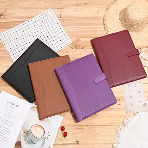 Wonderpool A4 PU Leather Portfolio Holder Ring File Document Case with Removable Binder Clipboard, Multi Pocket and Legal Pad for Business Organizer Interview and Meeting (Purple) — view 4