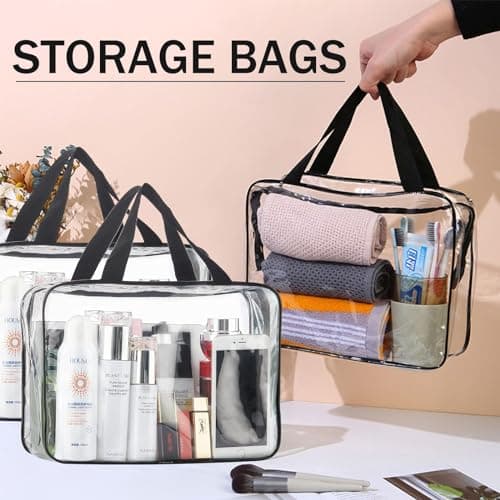 Multifunctional 3-Pack Large Transparent Toy Storage Bags With Reusable Clear Compartments, Portable Travel Luggage, Waterproof Transparent Small Handbag Purse — view 6