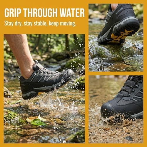 Men's Waterproof Hiking Shoes Low Top Trekking Shoes Anti Slip Breathable Outdoor Trails Camping Walking Grey 9 UK — view 4