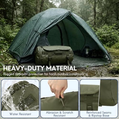 Haimont Heavy Duty Convertible Travel Duffel Backpack, 45L, Army Green — view 5