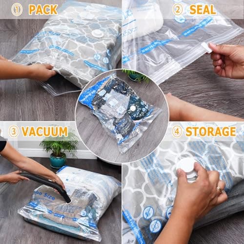 Vacuum Storage Bags 20 Pack,4 Jumbo, 4 Large, 4 Midium, 4 Small,4 Roll Bags Space Saver Sealer Bags, Airtight Compression Bags for Clothes, Pillows, Comforters, Blankets, Bedding,clothing — view 4