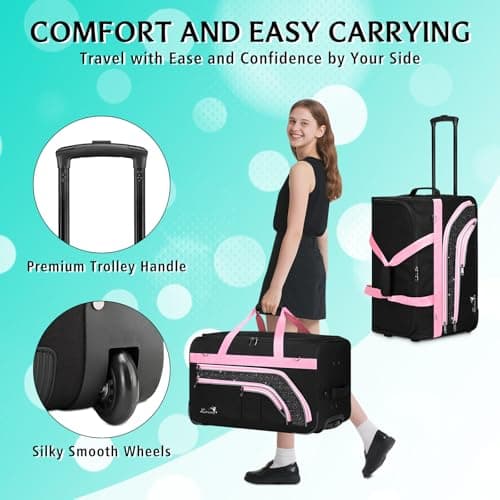 Dance Bag with Garment Rack, 23" Bling Dance Bag, Collapsible Dance Competition Bags with Stand for Shows, Livestreamers, Travel, Pink, Fashion (Pink-23" no Curtain) — view 5