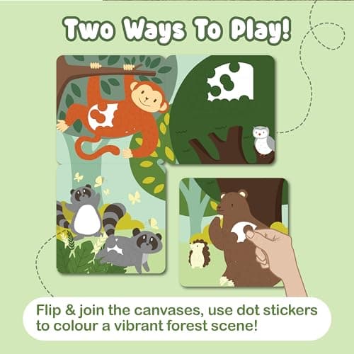 Binca Dotties Forest Animals Dot Art Activity Kit | 750+ Stickers | Mess-Free Woodland Craft Kit for Kids Ages 4-7 | Forest Animal Gift for Boys & Girls | Travel Activity — view 3