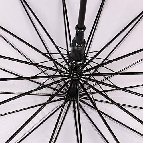 ThreeH Stick Umbrella Windproof and Rainproof Bamboo Hook Handle Auto Open Protable Lightweight KS08,Black — view 4