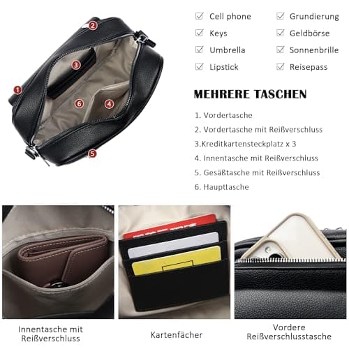 Myhozee Cross Body Bag Women Handbags for Women Vegan Leather Shoulder Bag Handbag with Adjustable Wide Strap & 3-Slot Card Holder for Ladies Girls Travel Shopping Work Daily Use Brown — view 4