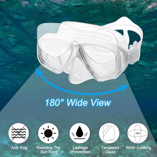 PATIKIL Swim Goggles with Nose Cover, Silicone Scuba Diving Mask Anti-Fog Snorkel Dive Goggles Snorkeling Dive Mask Gear for Youth Junior Adult Scuba Diving, White — view 3
