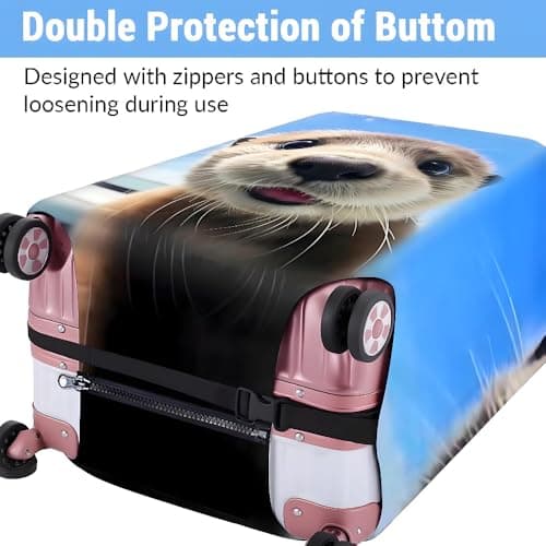 FANSU Luggage Covers for Suitcases Trolley Case Cover for Luggage, Animal Print Elastic Anti-Scratch - Travel Suitcase Cover Protector, 18-32in Small Medium Large Luggage (Otter,M(22-25in)) — view 2