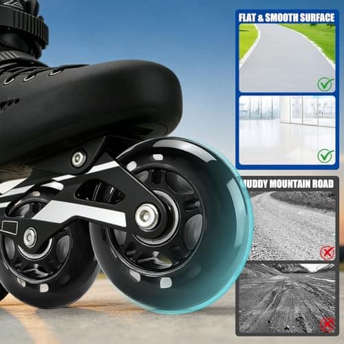 TOBWOLF 8 Pack 70mm 82A Indoor Inline Skate Replacement Wheels, Black — view 4