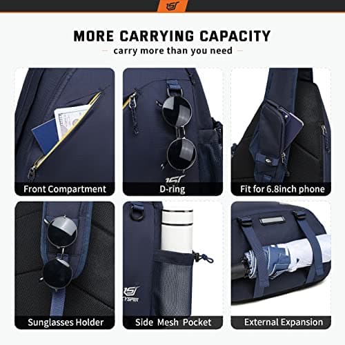 SKYSPER Sling Laptop Bag (Up to 13 Inch) - 18L Crossbody Sling Backpack Travel Shoulder Bag Hiking Daypack for Men Women(Navyblue) — view 5