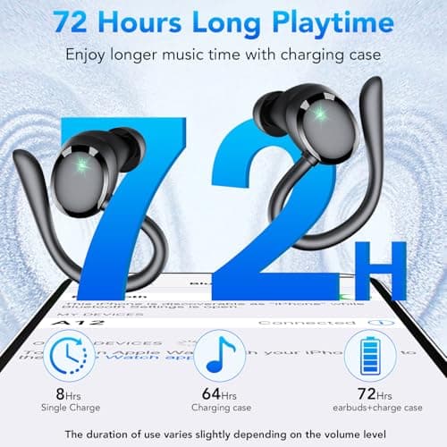 2026 Wireless Earbuds with Earhook, Bluetooth 5.3 Ear buds, IPX7 Waterproof — view 4