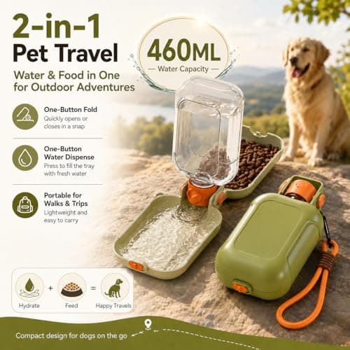 Brown 2-in-1 Dog Portable Water Bottle And Bowl, Leak-Proof Travel Dog Water Bottle With Foldable Silicone Dispenser, Essential Dog Walking Water Bottle For Outdoor Hikes And Trips — view 2