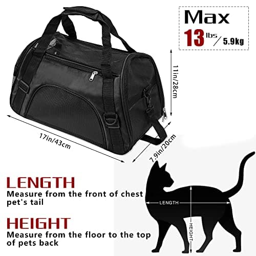 Soft-Sided Foldable Cat/Dog/Pet/Puppy Carrier Bag,Portable Pets Travel Carriers For Cats/Dogs/Pets With Shoulder Strap & Removable Mat,Durable Comfort Cat Basket Airline Approved(Black,Small) — view 2