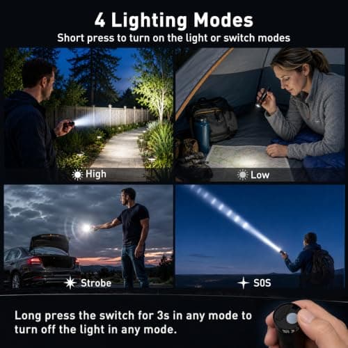 Mini Pocket Torch Rechargeable 2 Pack, Christmas Dad Gifts for Him Men — view 4