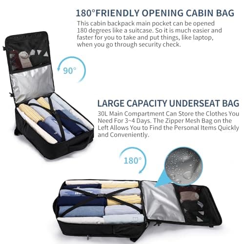 LIGSAN Ryanair Cabin Bags 55x40x20 Backpack for Overhead Bin Hand Luggage Cabin Bag 55x40x20cm Travel Backpack Fit 18.4 Inch Laptop with Waterproof Compartment — view 4