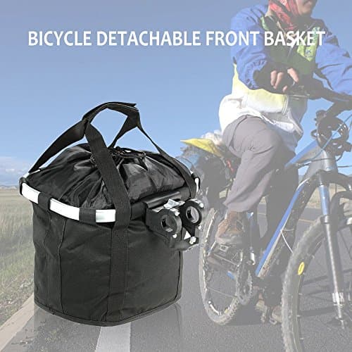 Redlution Bicycle Bike Detachable Cycle Front Canvas Basket Carrier Bag Pet Carrier Aluminum Alloy Frame Pet Carrier (black) — view 5