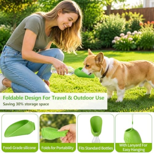 Adiwo 2Pcs Portable Silicone Pet Water Fountain, Dog Water Dispenser — view 3
