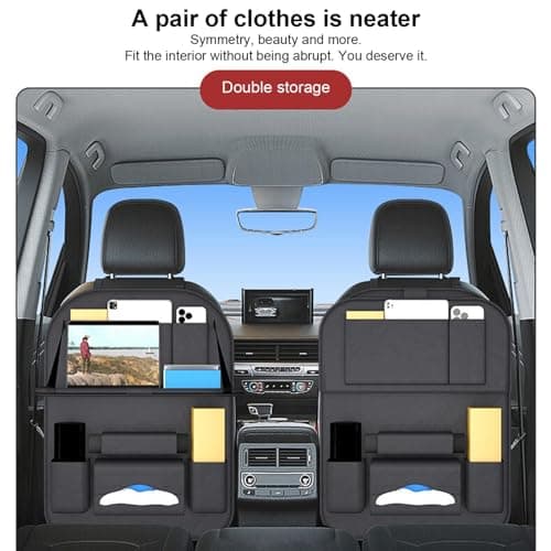 Car Organizer - Car Storage Bag with Folding Table, Faux Leather Car Organizer, Travel Storage Bag with Multiple Compartments, Car Seat Backrest Protection — view 5