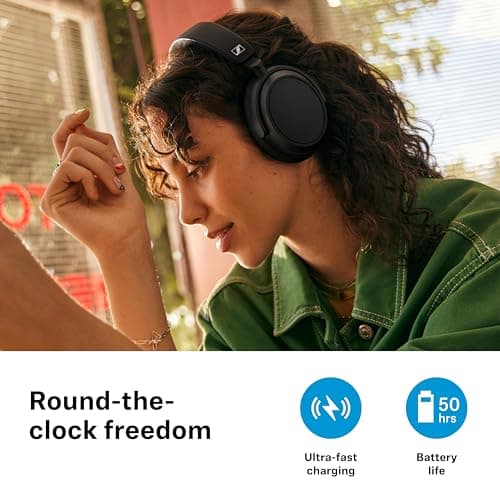 Sennheiser ACCENTUM Plus Wireless Bluetooth Headphones Noise Cancelling - Quick-Charge Feature, Up to 50HR Playtime, Adaptive Hybrid ANC, Over Ear Headphones for Traveling, School, Black — view 6