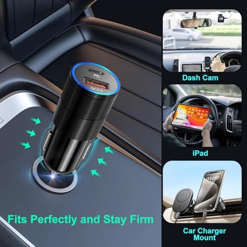 6 Pack USB C Car Charger, Bangfun 38W Dual 12V USB-C & USB-A Car Charger Multi Port QC+PD 3.0 Fast Charge Cigarette Lighter Adapter Phone Plug for iPhone 17 16 15 14 13 12 Pro Galaxy Pixel Android — view 5